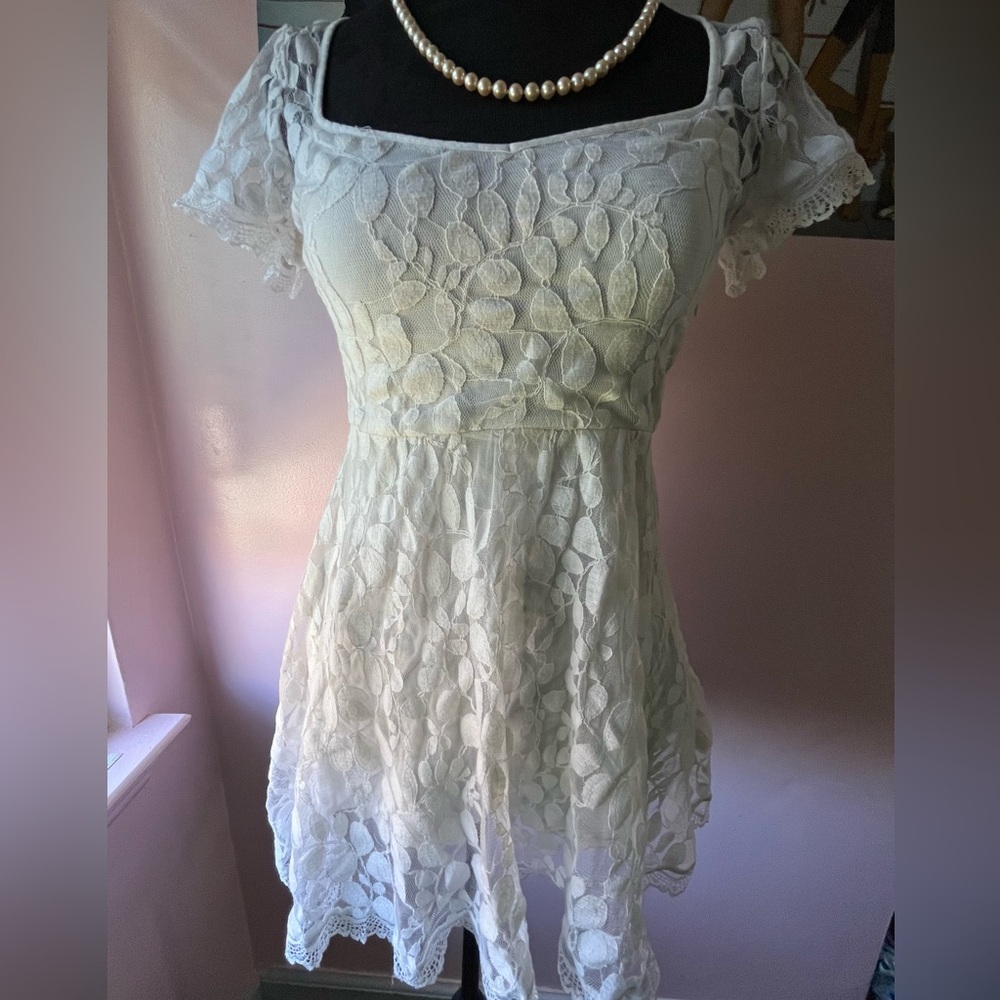 Abercrombie and Fitch, XS white lace mini dress, year production unknown